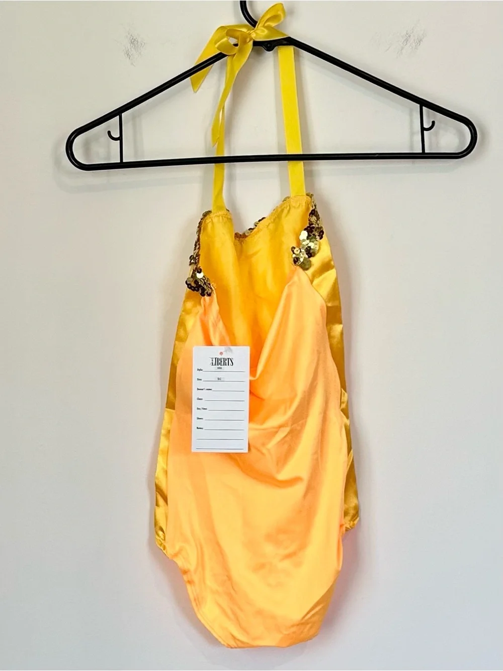 NWT Liberts Yellow Sequin Trim Girls' Leotard Dance Costume - Size: SC